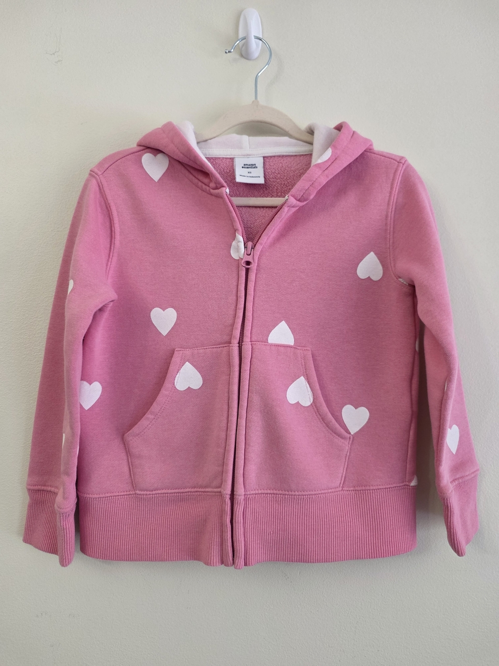 Girls' Pink Heart Zip-Up Hoodie